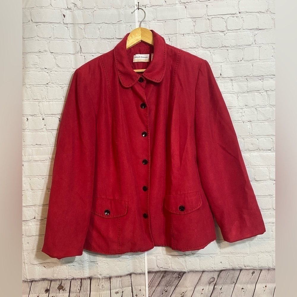 Alfred Dunner Womens Plus Size 16W Fully Lined Red Blazer Jacket